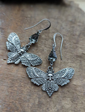 Load image into Gallery viewer, Death Head Moth Earrings with Rhinestones