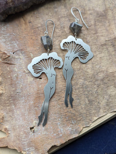Mushroom Lady Earrings with Labradorite