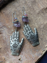 Load image into Gallery viewer, Astrological Hand Earrings with Amethyst