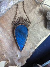 Load image into Gallery viewer, Deep Blue Labradorite Moon Phase Necklace