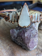 Load image into Gallery viewer, Copper Electroformed Headpiece - Selenite and Quartz Points