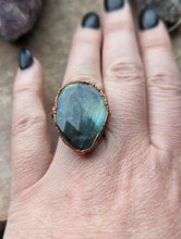 Load image into Gallery viewer, Size 8 Faceted Labradorite Electroformed Ring