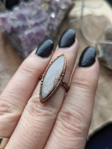Size 6 Peach Moonstone Electroformed Ring