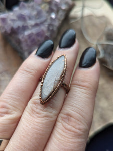 Size 6 Peach Moonstone Electroformed Ring