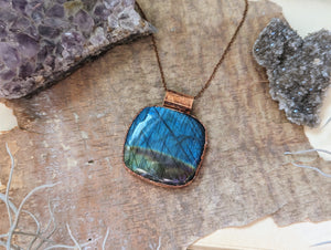 Electroformed Square Labradorite Necklace