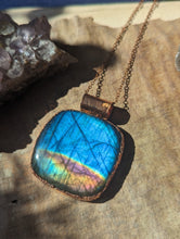 Load image into Gallery viewer, Electroformed Square Labradorite Necklace