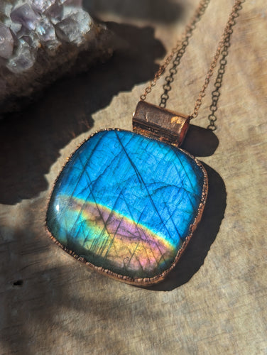 Electroformed Square Labradorite Necklace