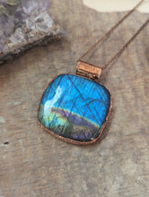 Load image into Gallery viewer, Electroformed Square Labradorite Necklace