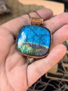 Electroformed Square Labradorite Necklace