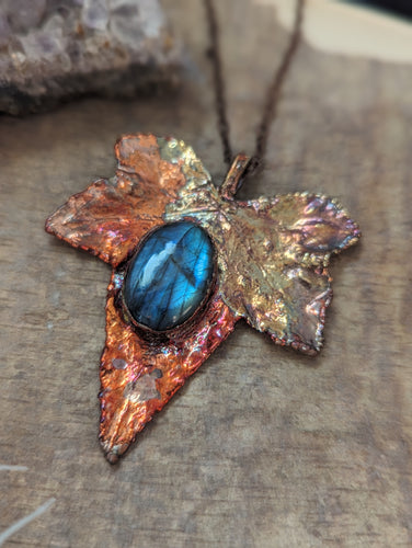 Electroformed Ivy Leaf with Labradorite Necklace