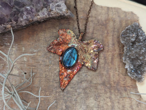 Electroformed Ivy Leaf with Labradorite Necklace