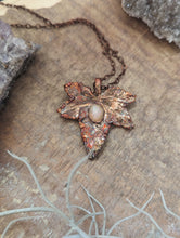 Load image into Gallery viewer, Electroformed Ivy Leaf with Opal Necklace