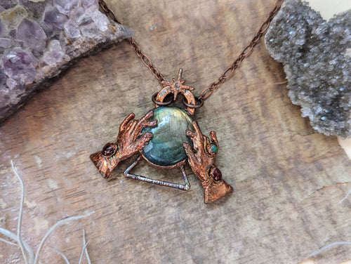 Electroformed Petite Fortune Teller Labradorite Necklace