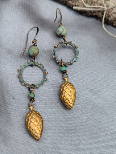 Jasper and Hop Cone Earrings