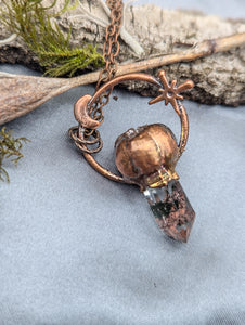 Electroformed Garden Quartz and Putka Pumpkin Necklace