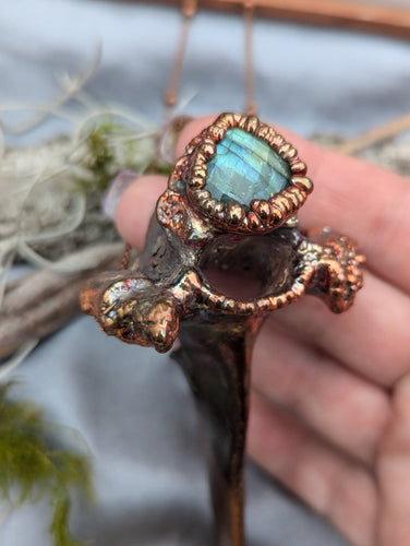 Electroformed Deer Vertebrae Necklace with Labradorite