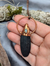 Load image into Gallery viewer, Electroformed Welsh Beach Pebble Worry Stone Necklace with Opal