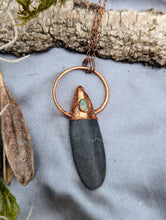 Load image into Gallery viewer, Electroformed Welsh Beach Pebble Worry Stone Necklace with Opal