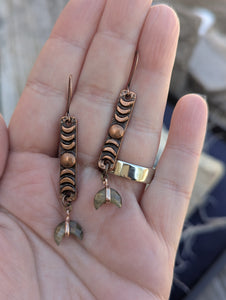 Labradorite Moon and Copper Moon Phase Earrings