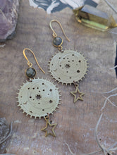 Load image into Gallery viewer, Sleepy Moon and Stars Labradorite Earrings