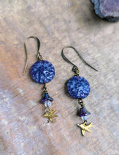 Load image into Gallery viewer, Purple Dahlia Hummingbird Earrings