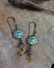 Load image into Gallery viewer, Iridescent Dahlia Hummingbird Earrings