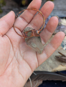 Copper Electroformed Garden Quartz Point Necklace