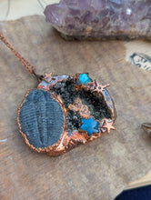 Load image into Gallery viewer, Copper Electroformed Trilobite Druzy Necklace