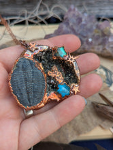 Load image into Gallery viewer, Copper Electroformed Trilobite Druzy Necklace