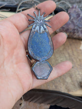 Load image into Gallery viewer, Copper Electroformed Lapis and Aura-Amethyst Necklace