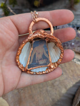 Load image into Gallery viewer, Copper Electroformed Shell with Inset Vintage Image Sea Glass Necklace