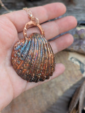 Load image into Gallery viewer, Copper Electroformed Shell with Inset Vintage Image Sea Glass Necklace