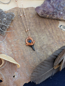 Copper Electroformed Shark Tooth with Labradorite Necklace