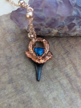Load image into Gallery viewer, Copper Electroformed Shark Tooth with Labradorite Necklace