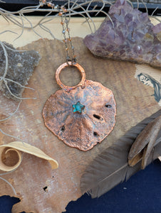 Copper Electroformed Sand Dollar Labradorite Star Necklace