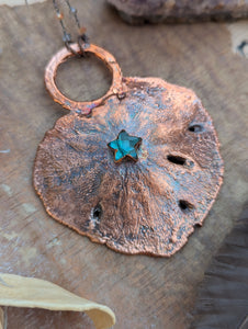 Copper Electroformed Sand Dollar Labradorite Star Necklace