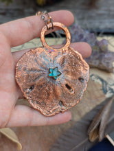 Load image into Gallery viewer, Copper Electroformed Sand Dollar Labradorite Star Necklace