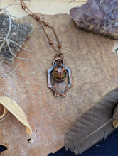 Load image into Gallery viewer, Copper Electroformed Beetle and Labradorite Star Necklace