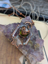 Load image into Gallery viewer, Copper Electroformed Beetle and Labradorite Star Necklace