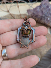 Load image into Gallery viewer, Copper Electroformed Beetle and Labradorite Star Necklace
