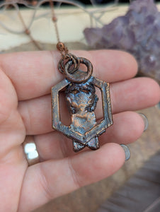 Copper Electroformed Beetle and Labradorite Star Necklace