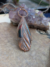 Load image into Gallery viewer, Copper Electroformed Sun Conure Feather Necklace