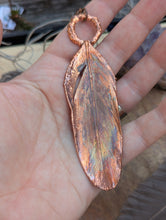 Load image into Gallery viewer, Copper Electroformed Blue Macaw Feather Necklace