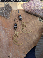 Load image into Gallery viewer, Brass Fuck Earrings with Black Czech Glass