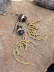 Brass Fuck Earrings with Labradorite