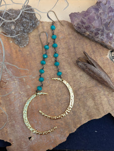 Hammered Goldtone Moon Earrings
