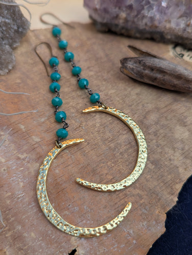 Hammered Goldtone Moon Earrings
