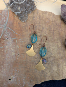 Brass Gingko Leaf Earrings