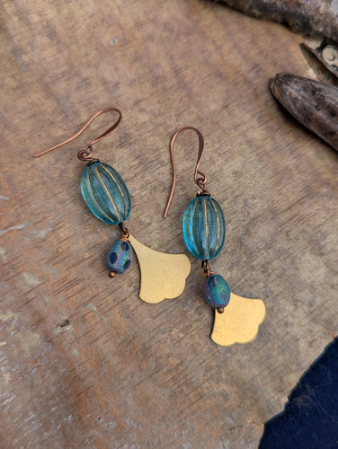 Brass Gingko Leaf Earrings