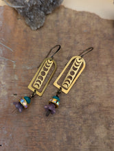 Load image into Gallery viewer, Brass Moon Phase and Flower Earrings